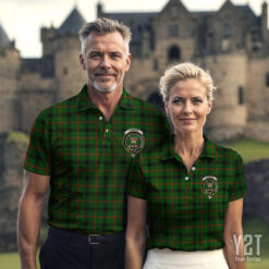 Lennox Clan Tartan Polo with Crest - Authentic Scottish Apparel