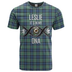 Leslie Hunting Ancient Clan DNA In Me Tartan Crest T-Shirt