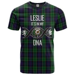 Leslie Hunting Clan DNA In Me Tartan Crest T-Shirt