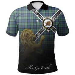 Leslie Hunting Polo Shirts Tartan Crest Celtic Scotland Lion