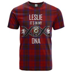 Leslie Red Clan DNA In Me Tartan Crest T-Shirt