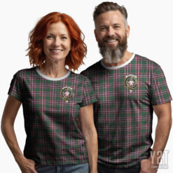 MacFarlane Hunting Modern Scottish Tartan T-shirt with Crest – Authentic Clan Apparel