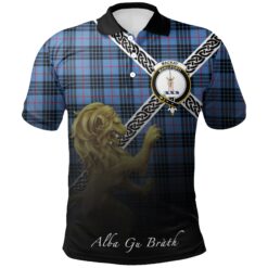 MacKay Blue Polo Shirts Tartan Crest Celtic Scotland Lion