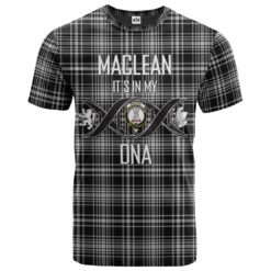 MacLean Black and White Clan DNA In Me Tartan Crest T-Shirt