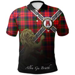 MacNaughton Modern Polo Shirts Tartan Crest Celtic Scotland Lion