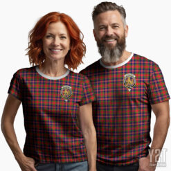 MacPherson Modern Scottish Tartan T-shirt with Crest – Authentic Clan Apparel