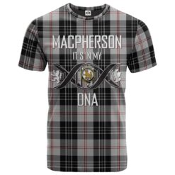MacPherson of Cluny Black and White Clan DNA In Me Tartan Crest T-Shirt