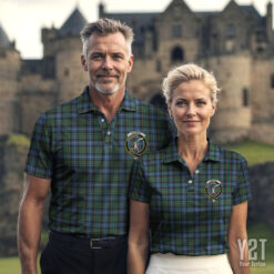 MacRae Hunting Ancient Clan Tartan Polo with Crest - Authentic Scottish Apparel