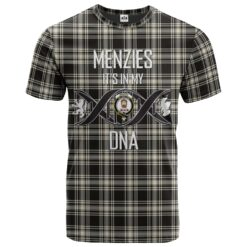 Menzies Black and White Ancient Clan DNA In Me Tartan Crest T-Shirt