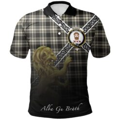 Menzies Black & White Ancient Polo Shirts Tartan Crest Celtic Scotland Lion