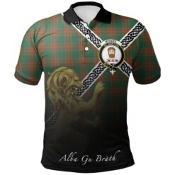 Menzies Green Ancient Polo Shirts Tartan Crest Celtic Scotland Lion