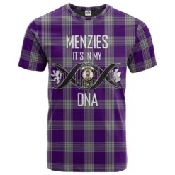 Menzies Mauve and White Clan DNA In Me Tartan Crest T-Shirt