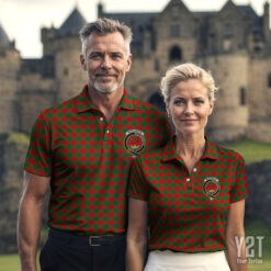Moncreiffe (or Moncreiff) Clan Tartan Polo with Crest - Authentic Scottish Apparel