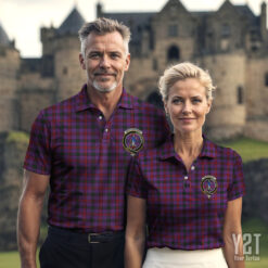 Montgomery Modern Clan Tartan Polo with Crest - Authentic Scottish Apparel