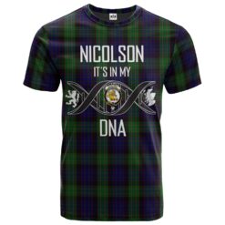Nicolson Green Hunting Clan DNA In Me Tartan Crest T-Shirt