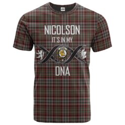 Nicolson Hunting Weathered Clan DNA In Me Tartan Crest T-Shirt