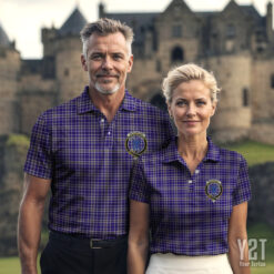 Ochterlony Clan Tartan Polo with Crest - Authentic Scottish Apparel
