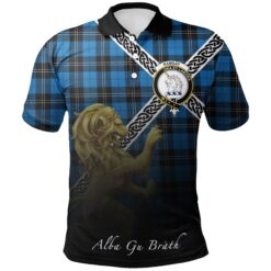 Ramsay Blue Ancient Polo Shirts Tartan Crest Celtic Scotland Lion