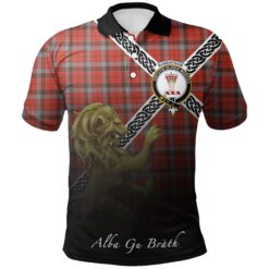 Robertson Weathered Polo Shirts Tartan Crest Celtic Scotland Lion