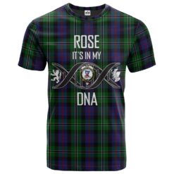 Rose Hunting Clan DNA In Me Tartan Crest T-Shirt