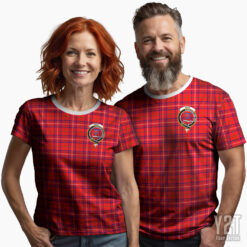Rose Scottish Tartan T-shirt with Crest – Authentic Clan Apparel