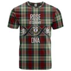 Rose White Dress Clan DNA In Me Tartan Crest T-Shirt
