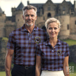 Rutherford Clan Tartan Polo with Crest - Authentic Scottish Apparel