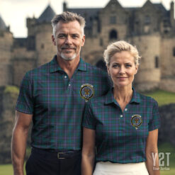 Sandilands Clan Tartan Polo with Crest - Authentic Scottish Apparel