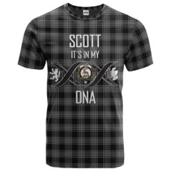 Scott Black and White Clan DNA In Me Tartan Crest T-Shirt