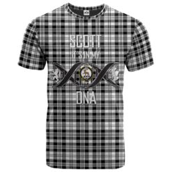 Scott Black White Modern Clan DNA In Me Tartan Crest T-Shirt