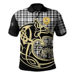 Scott Black White Modern Clan Polo Shirt Viking Wolf