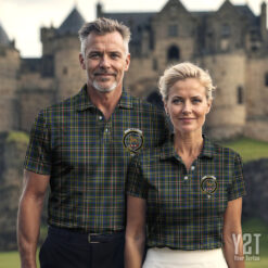 Scott Green Modern Clan Tartan Polo with Crest - Authentic Scottish Apparel