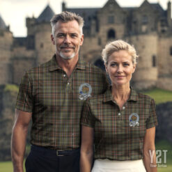 Scott Green Weathered Clan Tartan Polo with Crest - Authentic Scottish Apparel