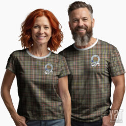 Scott Green Weathered Scottish Tartan T-shirt with Crest – Authentic Clan Apparel