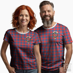Scottish Galloway Red Scottish Tartan T-shirt with Crest – Authentic Clan Apparel