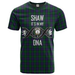 Shaw Clan DNA In Me Tartan Crest T-Shirt