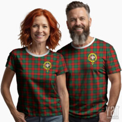 Stewart Atholl Modern Scottish Tartan T-shirt with Crest – Authentic Clan Apparel