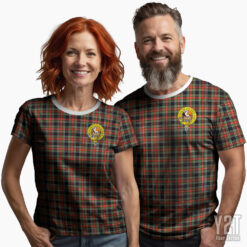 Stewart Black Scottish Tartan T-shirt with Crest – Authentic Clan Apparel