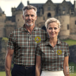 Stewart Dress Ancient Clan Tartan Polo with Crest - Authentic Scottish Apparel