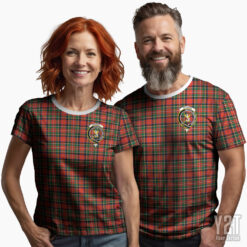 Stewart (High Stewards) Scottish Tartan T-shirt with Crest – Authentic Clan Apparel