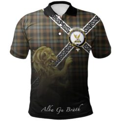 Stewart Hunting Weathered Polo Shirts Tartan Crest Celtic Scotland Lion