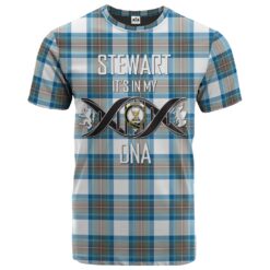Stewart Muted Blue Clan DNA In Me Tartan Crest T-Shirt