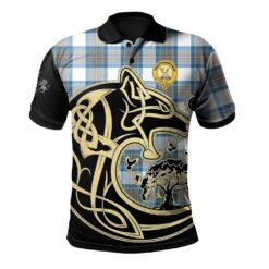 Stewart Muted Blue Clan Polo Shirt Viking Wolf