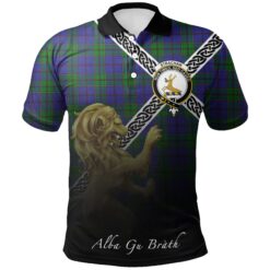 Strachan Polo Shirts Tartan Crest Celtic Scotland Lion