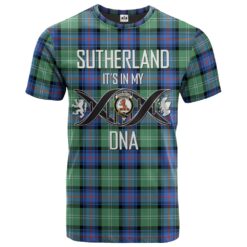 Sutherland Ancient Clan DNA In Me Tartan Crest T-Shirt