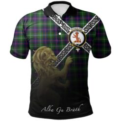 Sutherland Modern Polo Shirts Tartan Crest Celtic Scotland Lion