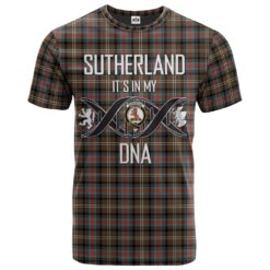 Sutherland Weathered Clan DNA In Me Tartan Crest T-Shirt
