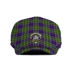 The Gentleman’s Dalrymple Clan Tartan Crest Jeff Cap - Tartan Flat Cap