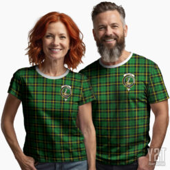Wallace Hunting - Green Scottish Tartan T-shirt with Crest – Authentic Clan Apparel