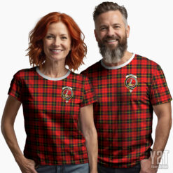 Wallace Hunting - Red Scottish Tartan T-shirt with Crest – Authentic Clan Apparel